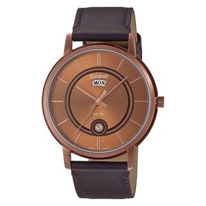  ساعة كاسيو للرجال MTP-B120RL-5AVDF - عرض بعقارب, سوار من الجلد - بني 