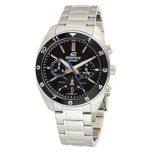  Casio Watch EFV-590D-1AVUDF For Men - Analog Display, Stainless Steel Band - Silver 