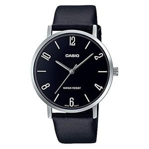 Casio Men's Watch MTP-VT01L-1B2UDF - Analog Display, Leather Strap - Black