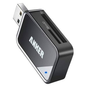 قارئ بطاقات محمول 2 في 1 من أنكر - بمنفذ يو إس بي 3.0 - أسود - A7612012
