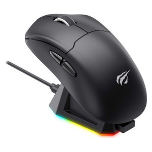  هافيت MS979WB -  ماوس ألعاب سلكي ولاسلكي  مع قاعدة شحن RGB - أسود 