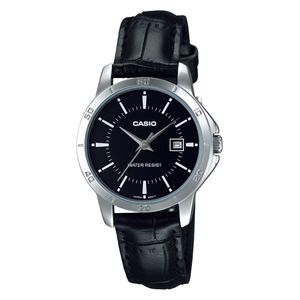  Casio Men's Watch MTP-V004L-1AUDF - Analog Display, Leather Strap - Black 