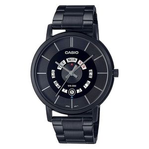  ساعة كاسيو للرجال MTP-B135B-1AVDF - عرض بعقارب, سوار من ستانلس ستيل - أسود 