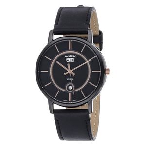  ساعة كاسيو للرجال MTP-B120BL-1AVDF - عرض بعقارب, سوار من الجلد - اسود 