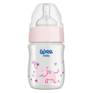 Wee Baby Wide Neck Heat Resistant Glass Bottle, 120 ml - Pink