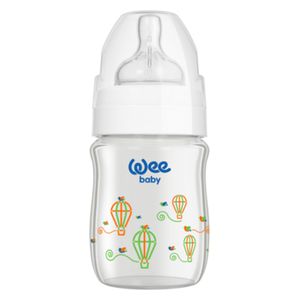 Wee Baby Wide Neck Heat Resistant Glass Bottle, 120 ml - White