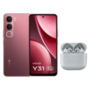  فيفو Y31 5G - دبل سيم - شاشة 6.68 بوصة LCD - معالج Snapdragon 4 Gen 2 - بطارية 6500 مللي أمبير بالساعة، شحن 44 واط، ميزات ذكاء اصطناعي + سماعات 