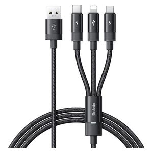 Mcdodo CA-5790  - 3-in-1 USB-A to USB-C+Lightning+Micro USB Data Cable - 1.2m - Black
