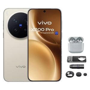  فيفو X300 برو - دبل سيم - شاشة 6.78 بوصة AMOLED - معالج Dimensity 9500 - بطارية 6510 مللي أمبير بالساعة، شحن 90 واط، مدعوم بالذكاء الاصطناعي + سماعات لاسلكية + عدسة ZEISS للتقريب 