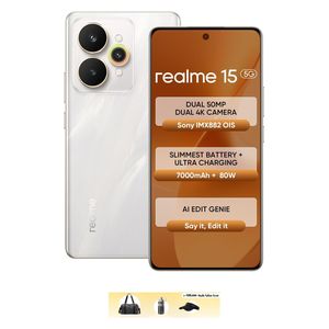 Realme 15 5G - 6.8 inch 144Hz - Dimensity 7300+ 5G - 7000mAh, 80W - 50MP Sony IMX882 with OIS Camera + Bag + Water Bottle + Sun Hat