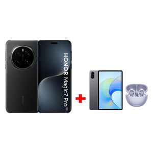 هونر Magic7 Pro 5G - دبل سيم - 6.8 انج 120 هيرتز LTPO OLED 1600 شمعة - بمعالج كوالكوم سنابدراجون 8 إيليت (3 نانومتر) - بحجم بطارية 5850 ميلي امبير بالساعة - 512/12 كيكابايت + هونر باد اكس9 + هونر تشويس ايربدز كليب