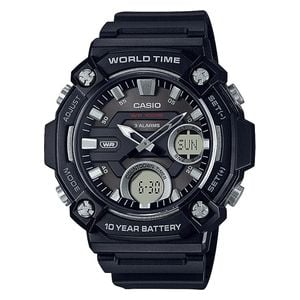 Casio Watch AEQ-120W-1AVDF For Men - Analog Display, Resin Band - Black