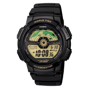 Casio Watch AE-1100W-1BVSDF For Men - Digital Display, Resin Band - Black