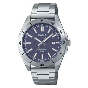  ساعة كاسيو للجنسين MTP-B155D-2EVDF - عرض بعقارب, سوار من الستانلس ستيل - سلفر 