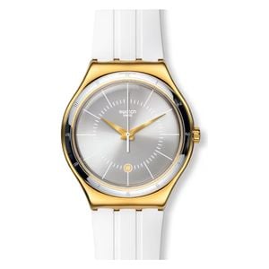  Swatch Watch YWG401 For Women - Analog Display, Rubber Band - White 
