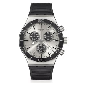 Swatch Watch YVS486 For Men - Analog Display, Rubber Band - Black