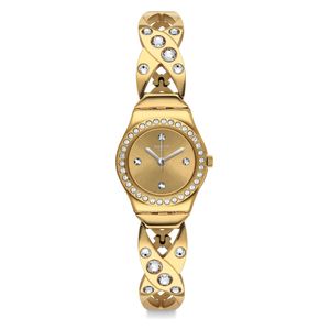  Swatch Watch YSG164G For Women - Analog Display, Stainless Steel Band - Gold 