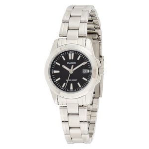 Casio Watch LTP-1215A-1A2DF For Women - Analog Display, Stainless Steel Band - Silver