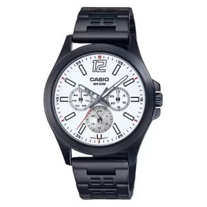  Casio Watch MTP-E350B-7BVDF For Men - Analog Display, Stainless Steel Band - Black 