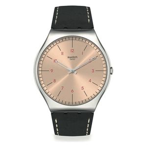  Swatch Watch For Unisex - Analog Display, Leather Band - SS07S118 - Black 