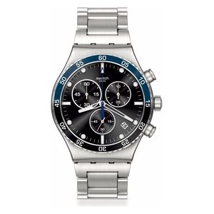  ساعة سواتج للرجال YVS507G - عرض بعقارب, سوار من الستانلس ستيل - رمادي 