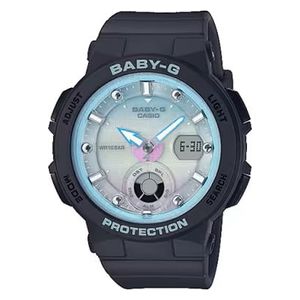  ساعة كاسيو للنساء BGA-250-1A2DR - عرض بعقارب, سوار من الراتنج - اسود 