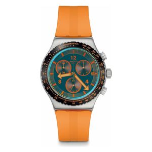  ساعة سواتج للرجال YVS529 - عرض بعقارب, سوار من المطاط - برتقالي 