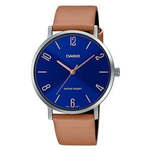 Casio Watch MTP-VT01L-2B2UDF For Men - Analog Display, Leather Band - Brown