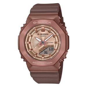  ساعة كاسيو للنساء GM-S2100BR-5ADR - عرض بعقارب, سوار من الراتنج - روز 
