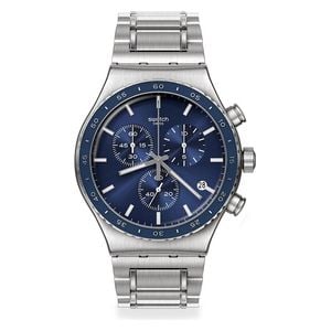Swatch Watch YVS496G For Men - Analog Display, Stainless Steel Band - Gray