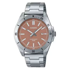  ساعة كاسيو للجنسين MTP-B155D-5EVDF - عرض بعقارب, سوار من الستانلس ستيل - سلفر 