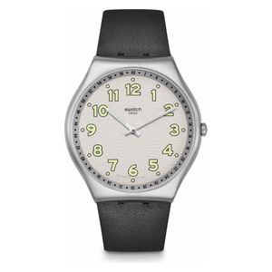  سواتج ساعة للجنسين - عرض بعقارب, سوار من الجلد - SS07S134 - اسود 