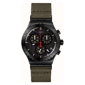 Swatch Watch YVB416 For Men - Analog Display, Fabric Band - Khaki