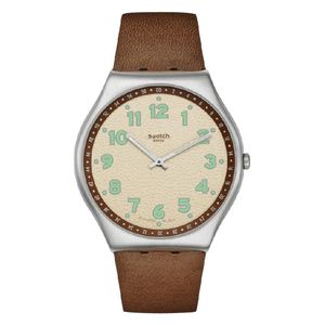 Swatch Watch For Unisex - Analog Display, Leather Band - SS07S135 - Brown
