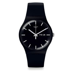  ساعة سواتج للجنسين SO29B704 - عرض بعقارب, سوار من السيليكون - اسود 