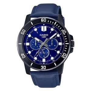 Casio Watch MTP-VD300BL-2EUDF For Men - Analog Display, Leather Band - Blue