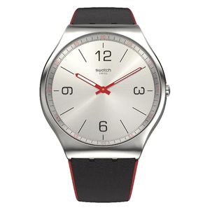  سواتج ساعة للرجال - عرض بعقارب, سوار من الجلد - SS07S104 - اسود 