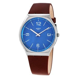  سواتج ساعة للرجال - عرض بعقارب, سوار من الجلد - SS07S101 - بني 