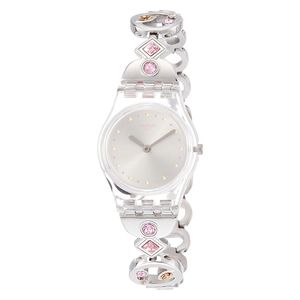  ساعة سواتج للنساء LK381G - عرض بعقارب, سوار من الستانلس ستيل - ذهبي 