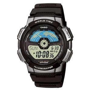  ساعة كاسيو للرجال AE-1100W-1AVSDF - عرض رقمي, سوار من الراتنج - اسود 