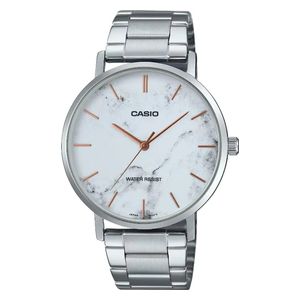 Casio Watch MTP-VT01DM-7AUDF For Men - Analog Display, Stainless Steel Band - Silver