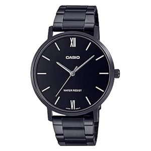 Casio Watch MTP-VT01B-1BUDF For Men - Analog Display, Stainless Steel Band - Black