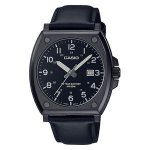 Casio Watch MTP-E715L-1AVDF For Men - Analog Display, Leather Band - Black