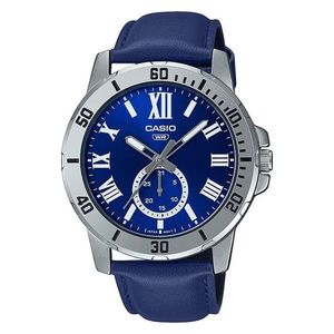  Casio Watch MTP-VD200L-2BUDF For Men - Analog Display, Leather Band - Blue 