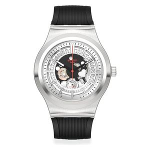  ساعة سواتج للجنسين YIS431 - عرض بعقارب, سوار من المطاط - اسود 