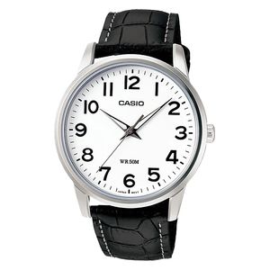 Casio Watch MTP-1303L-7BVDF For Men - Analog Display, Leather Band - Black