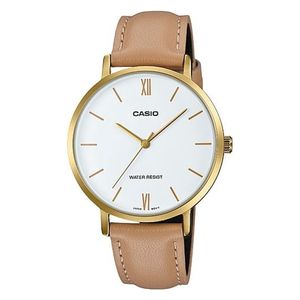  ساعة كاسيو للنساء LTP-VT01GL-7BUDF - عرض بعقارب, سوار من الجلد - بني 