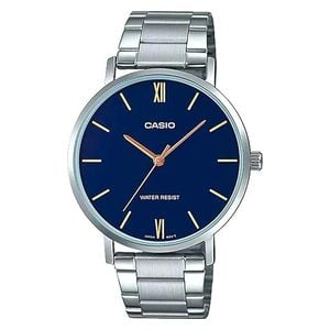 Casio Watch MTP-VT01D-2BUDF For Men - Analog Display, Stainless Steel Band - Silver 
