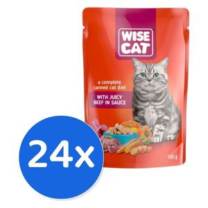  Wise Cat Beef Cat Food - 24 Pieces 