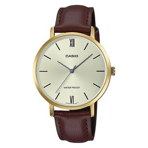  Casio Watch LTP-VT01GL-9BUDF For Women - Analog Display, Leather Band - Brown 